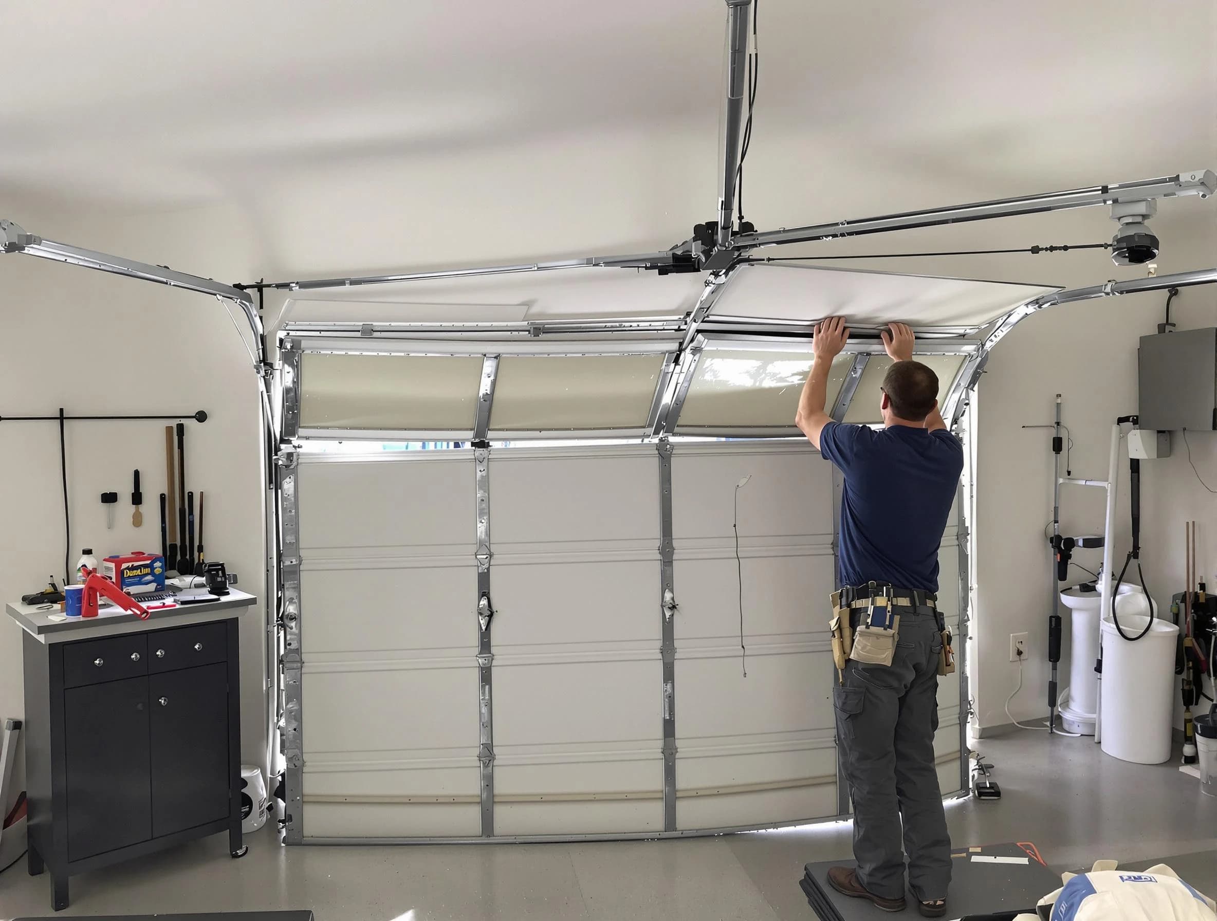 Oak Hill Garage Door Repair specialist performing precise section replacement on Oak Hill garage door
