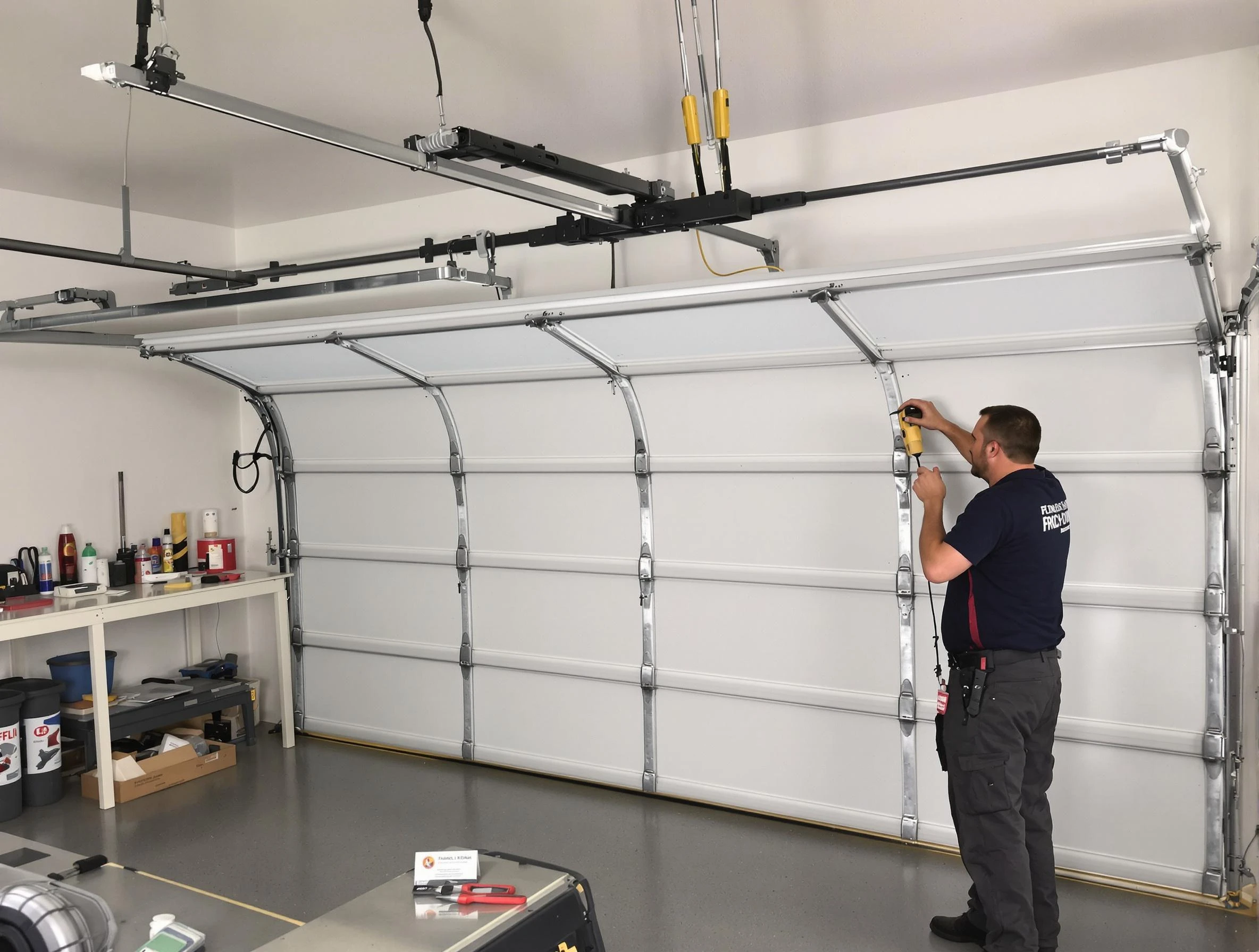 Oak Hill Garage Door Repair certified technician performing overhead door system repair in Oak Hill