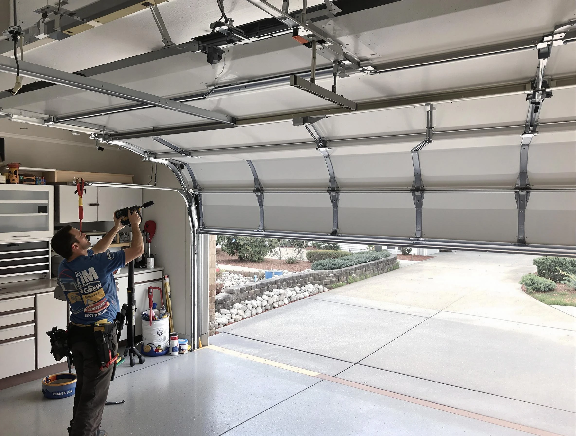 Garage door track repair service by Oak Hill Garage Door Repair in Oak Hill